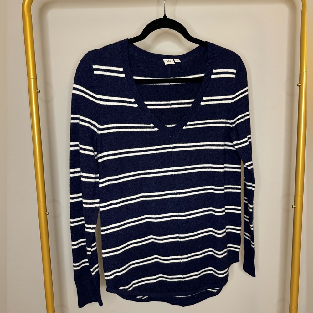 Navy & White Striped Sweater